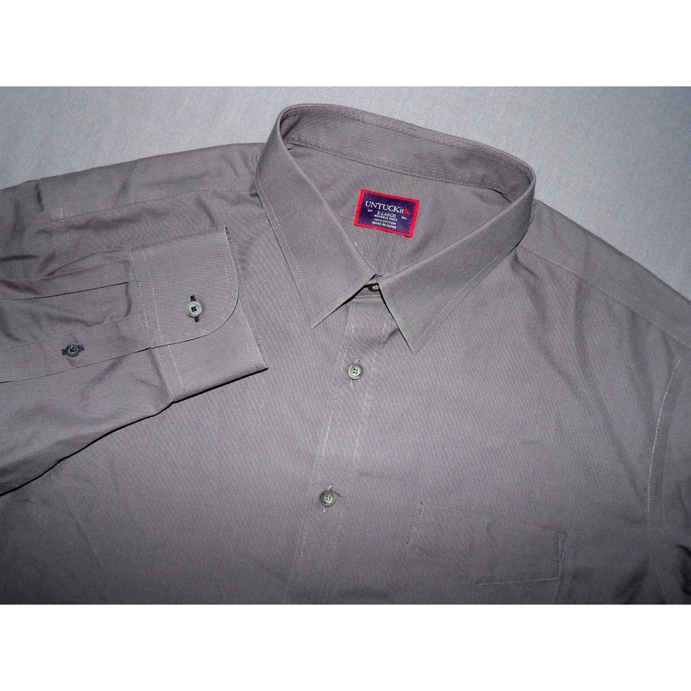 UNTUCKit Wrinkle Free Long Sleeved Casual Gray Button Up Shirt Men's XL